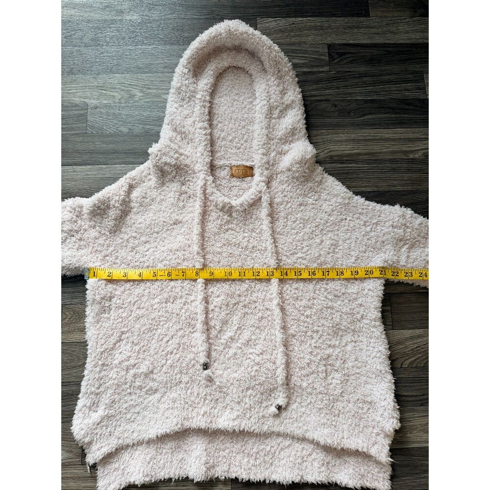 POL Clothing Cream Fuzzy Popcorn Knit Hoodie Sweater Sz S Oversized - Picture 8 of 9